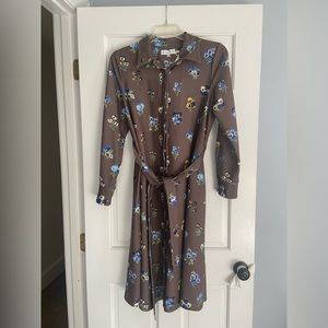 Molly Moorkamp Sylvie Dress, tobacco pansie print, size M